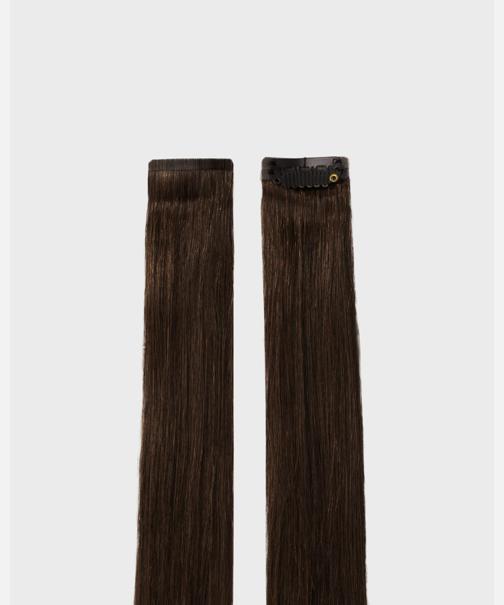 Single Invisible Clip-ins Straight / 2 pieces 2.3 Chocolate Brown 40 cm