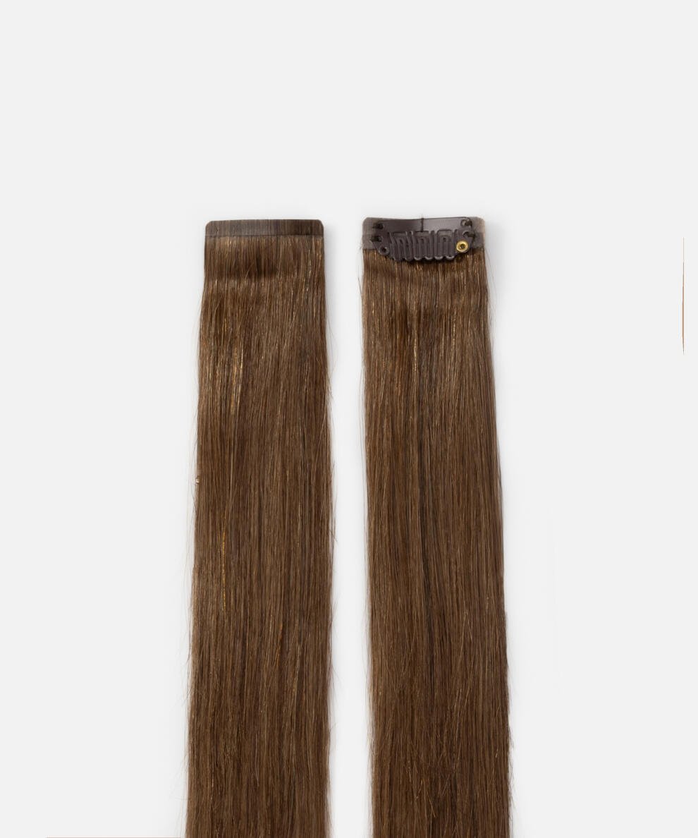 Single Invisible Clip-ins Straight / 2 pieces 2.0 Dark Brown 40 cm