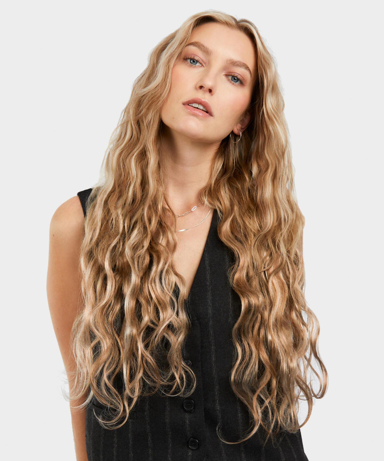 Clip-on set Beach Wave 7 pieces M5.3/10.6 Vanilla Blonde Toffee Highlights 60 cm