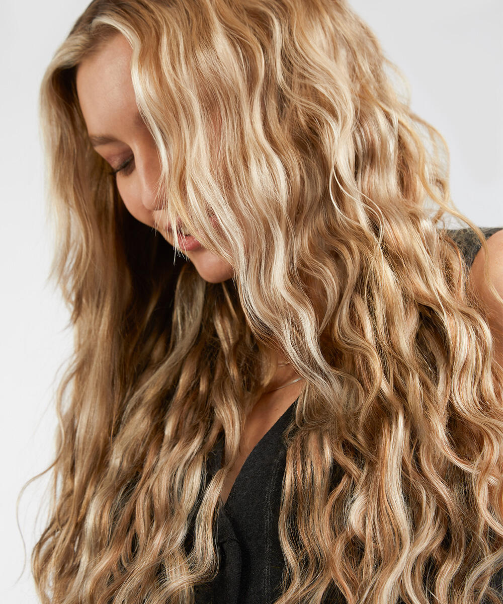 Clip-on set Beach Wave 7 pieces M5.3/10.6 Vanilla Blonde Toffee Highlights 60 cm