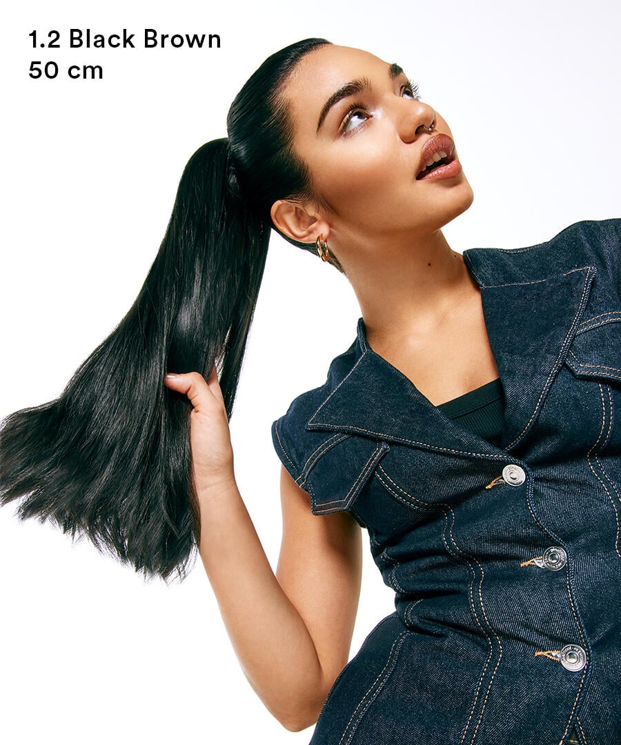 Vegan Ponytail Straight / Clip-in / Medium Volume 1.0 Black 40 cm