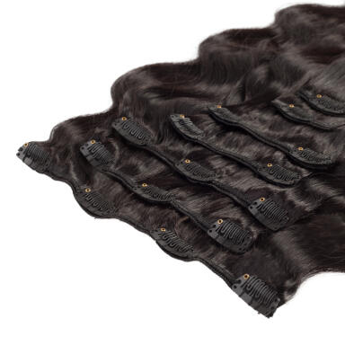 Classic Clip-ins Beach Wave / Medium Volume / 7 pieces 1.2 Black Brown 60 cm