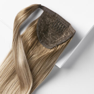 Clip-in Ponytail Ponytail made of real hair B5.1/7.3 Brown Ash Blonde Balayage 60 cm