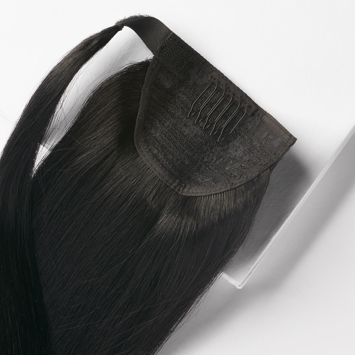 Clip-in Ponytail Made of real hair 1.0 Black 40 cm