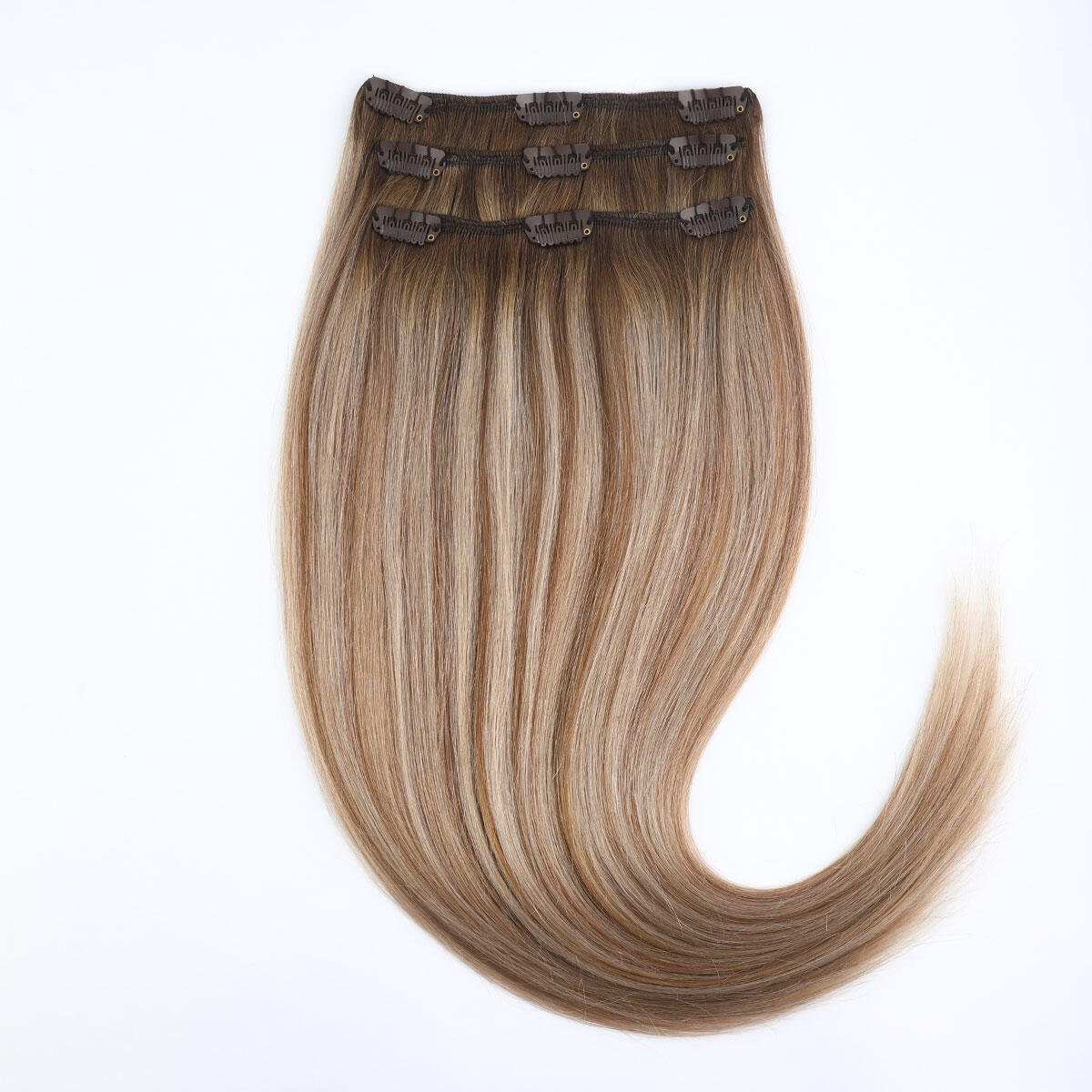 Classic Clip-ins Straight / Light Volume / 3 pieces B5.1/7.3 Brown Ash Blonde Balayage 60 cm