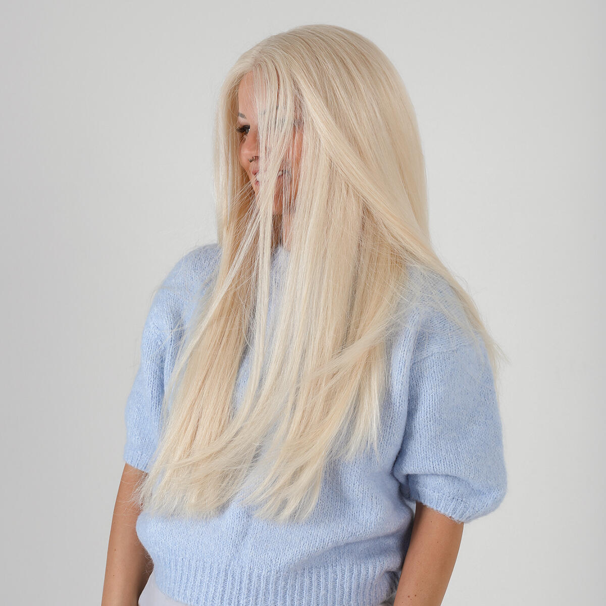 Lace Wig Made of real hair 10.8 Light Blonde 55 cm