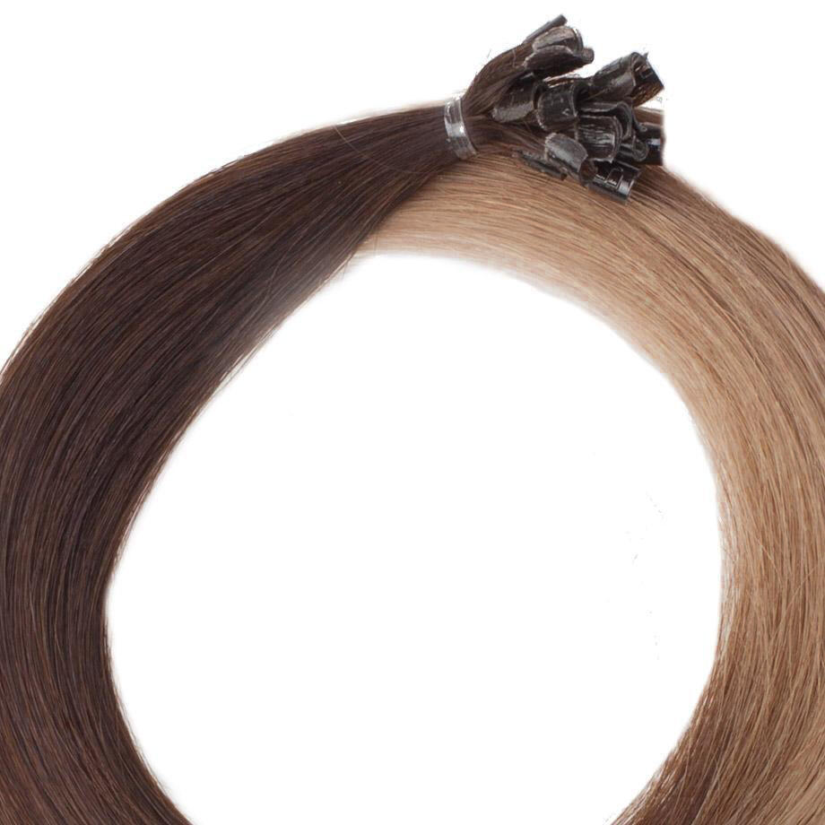 Premium Keratin Extensions - 20 pieces O2.2/7.3 Brown Ash Ombre 40 cm